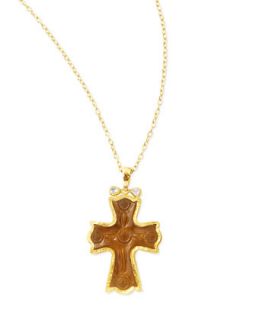 14k Gold Cognac Quartz Cross Necklace   Gurhan   Gold (14k )