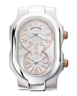 Small Signature Mother of Pearl Watch Head, Stainless/Rose   Philip Stein   Gray