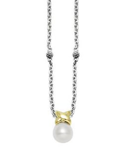 Luna Silver & Gold Pearl Pendant Necklace   Lagos   Silver