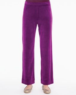 Womens Solid Velour Pants   Joan Vass   Deep purple (3 (14/16))