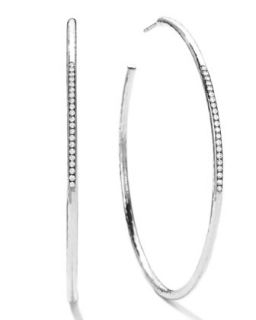 Sterling Silver #4 Hoop Earrings with Diamonds (0.25ctw)   Ippolita   Silver