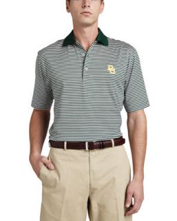Mens Baylor Gameday College Shirt Polo, Striped   Peter Millar   White/Green