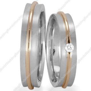 Palladium His and Her Wedding Band Sets Jewelry