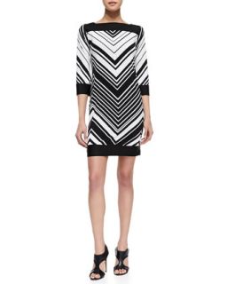 Womens Chevron Striped Jersey Dress   Melissa Masse   Black white chvro (LARGE