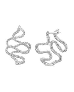 18k White Gold Small Snake Diamond Earrings   A Link   White (18k )