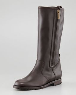 Ermetas Mid Calf Side Zip Boot   Manolo Blahnik   Chocolate brown (36.5B/6.5B)