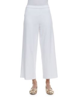 Womens Cotton Interlock Wide Leg Pants   Joan Vass   Bright white (3 (14/16))