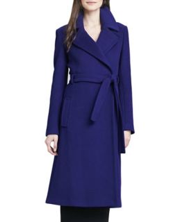 Womens Michaele Belted Wool Blend Long Coat   Diane von Furstenberg   Blue