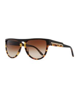 Oversized Shield Sunglasses, Black/Spotty Tortoise   Stella McCartney  