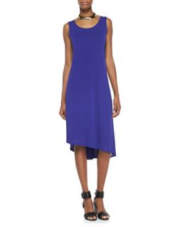 Womens Sleeveless Asymmetric Hem Dress, Blue Violet   Eileen Fisher   Blue