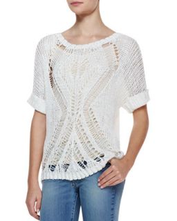 Womens Open Stitch Slouchy Pullover   Milly   White (SMALL)