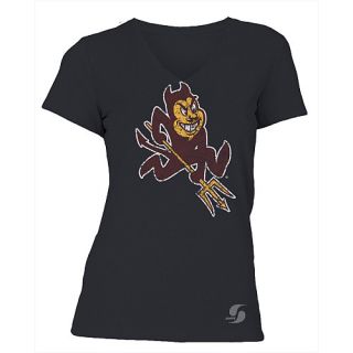 SOFFE Womens Arizona State Sun Devils No Sweat V Neck Short Sleeve T Shirt  