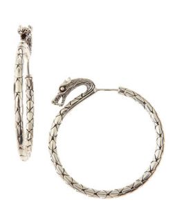 Naga Medium Silver Hoop Earrings with Full Closure   John Hardy   Silver
