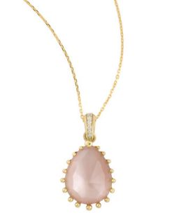 Tivoli Diamond & Pink Mother of Pearl Teardrop Necklace, 17L   Frederic Sage  