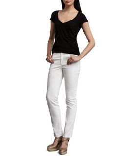 Womens Curvy Slim Jeans, White   Lafayette 148 New York   White (4)
