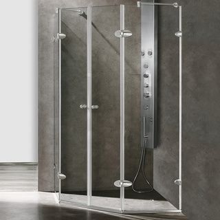 Vigo 40 X 40 inch Frameless Neo angle 0.375 inch Clear/ Brushed Nickel Shower Enclosure