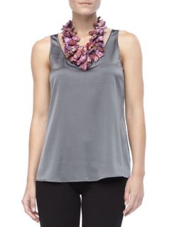 Charmeuse V Neck Tank, Ash Silver   Eileen Fisher