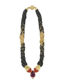 18k Gold & Hematite Beaded Necklace, 16L   Lagos   Gold (18k )