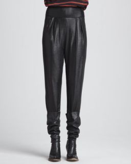 Womens Pleated Pants with Wide Waistband   Jean Paul Gaultier   Black (X SMALL)