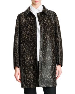 Womens Long Leather Speckled Coat   Jil Sander   Black (36/6)