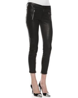 Womens Julia Leather Biker Pants, Noir   J Brand Jeans   Noir (29)