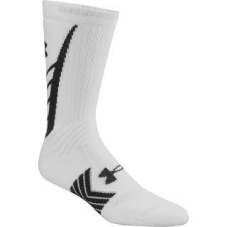 UNDER ARMOUR Mens Undeniable Crew Socks   Size Small, White/black