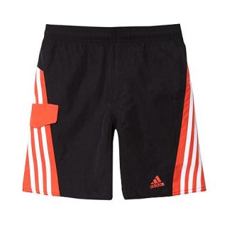 adidas Boys black striped logo shorts