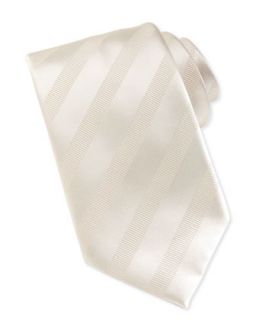 Mens Textured Stripe Silk Tie, White   Brioni   White