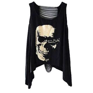 Womens Punk Open Back Skull Tassel Sleevless Sexy Vest