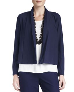 Washable Stretch Crepe Short Jacket, Womens   Eileen Fisher   Ink (navy) (2X