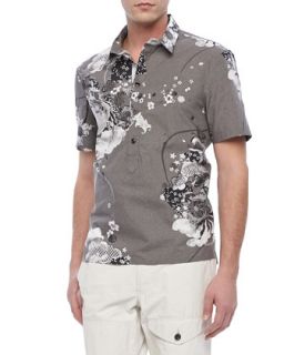 Mens Sussex Floral Print Polo, Gray   Rag & Bone   Gray (LARGE)