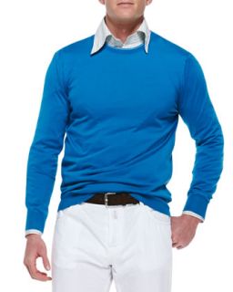 Mens Knit Long Sleeve Sweater, Aqua/Gray   Kiton   Gray (LARGE)