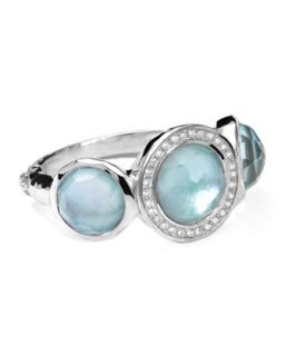 Stella Ring in Blue Topaz over Mother of Pearl with Diamonds, 0.12   Ippolita  