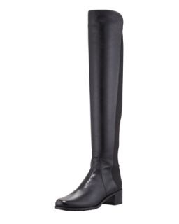 Reserve Wide Leather Stretch Back Over the Knee Boot, Black   Stuart Weitzman  