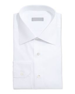 Mens Basic Solid Barrel Cuff Dress Shirt, White   Stefano Ricci   White