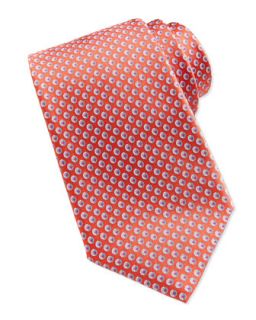 Mens Circle Print Silk Tie, Orange   Valentino   Orange