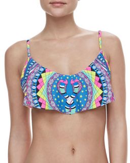 Womens Printed Flutter Bikini Top   Mara Hoffman   Naga denim (XS/0 2)