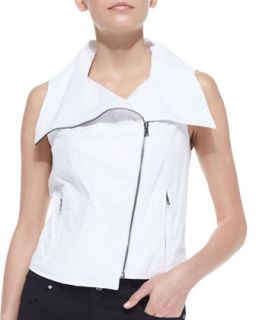 Womens Collette Asymmetric Zip Vest, White   T Tahari   White (6)