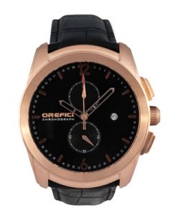 Mens Classico Chronograph Watch, Black/Rose Gold   Orefici Watches  