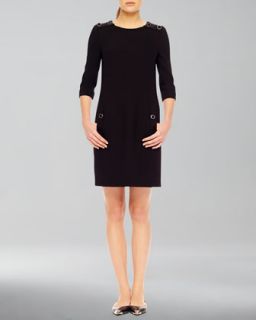 Womens Stretch Boucle Button Dress   Michael Kors   Black (4)
