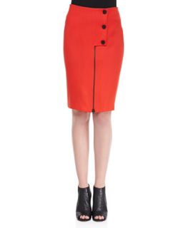 Womens Lee Snap Front Pencil Skirt, Tiger Red   Opening Ceremony   Tiger red