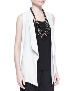 Womens Silk Shawl Collar Vest   Eileen Fisher   Black (L (14/16))