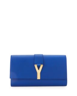 Classic Y Line Clutch Bag, Blue   Saint Laurent