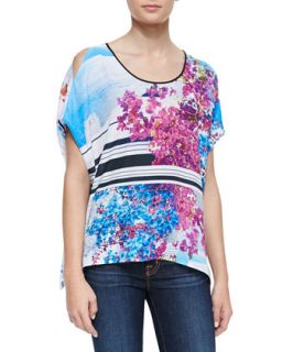 Womens Santorini Striped Printed Jersey Top   Clover Canyon   Multi (X SMALL)