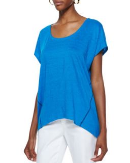 Womens Organic Linen Short Sleeve Box Top   Eileen Fisher   White (XL (18))