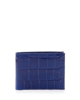 Mens Alligator Bi Fold Wallet, Blue   Blue