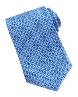 Mens Square Print Silk Tie, Blue   Brioni   Blue