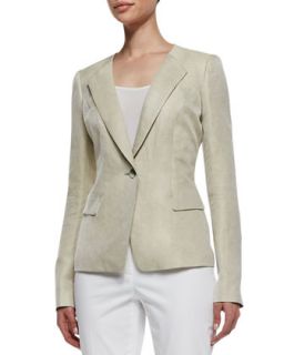 Womens Eco Twill Weave One Button Jacket   Lafayette 148 New York   Oyster (10)