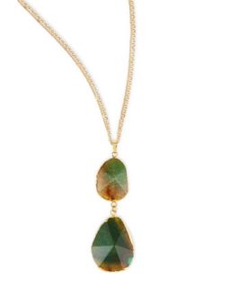 Double Tiered Green Crystal Pendant Necklace   Panacea   Red