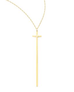 Diamond Detailed Skinny Cross Necklace   Jennifer Zeuner   Gold